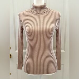 Kendyl & Kylie Tan Ribbed Turtleneck Sweater